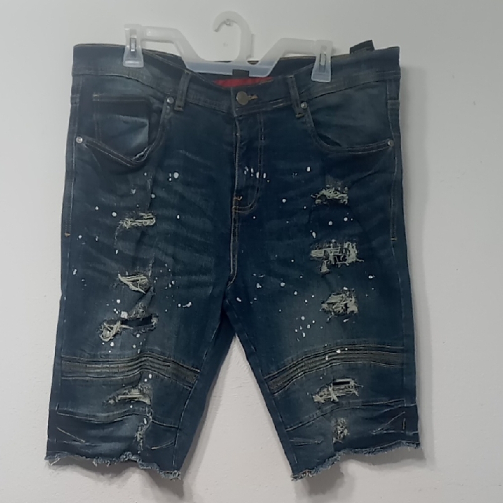 Men's Distressed Denim Shorts Size 38